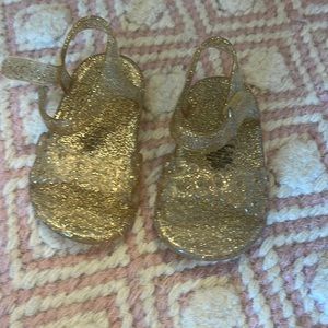 Gold jelly sandals